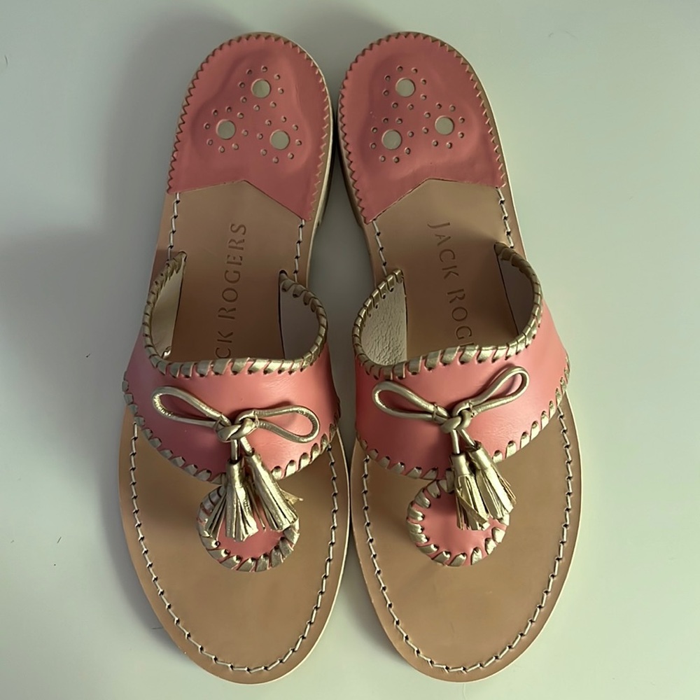 Jacks flat tassel bow sandal size 9 rose/platinum Jack Rodgers